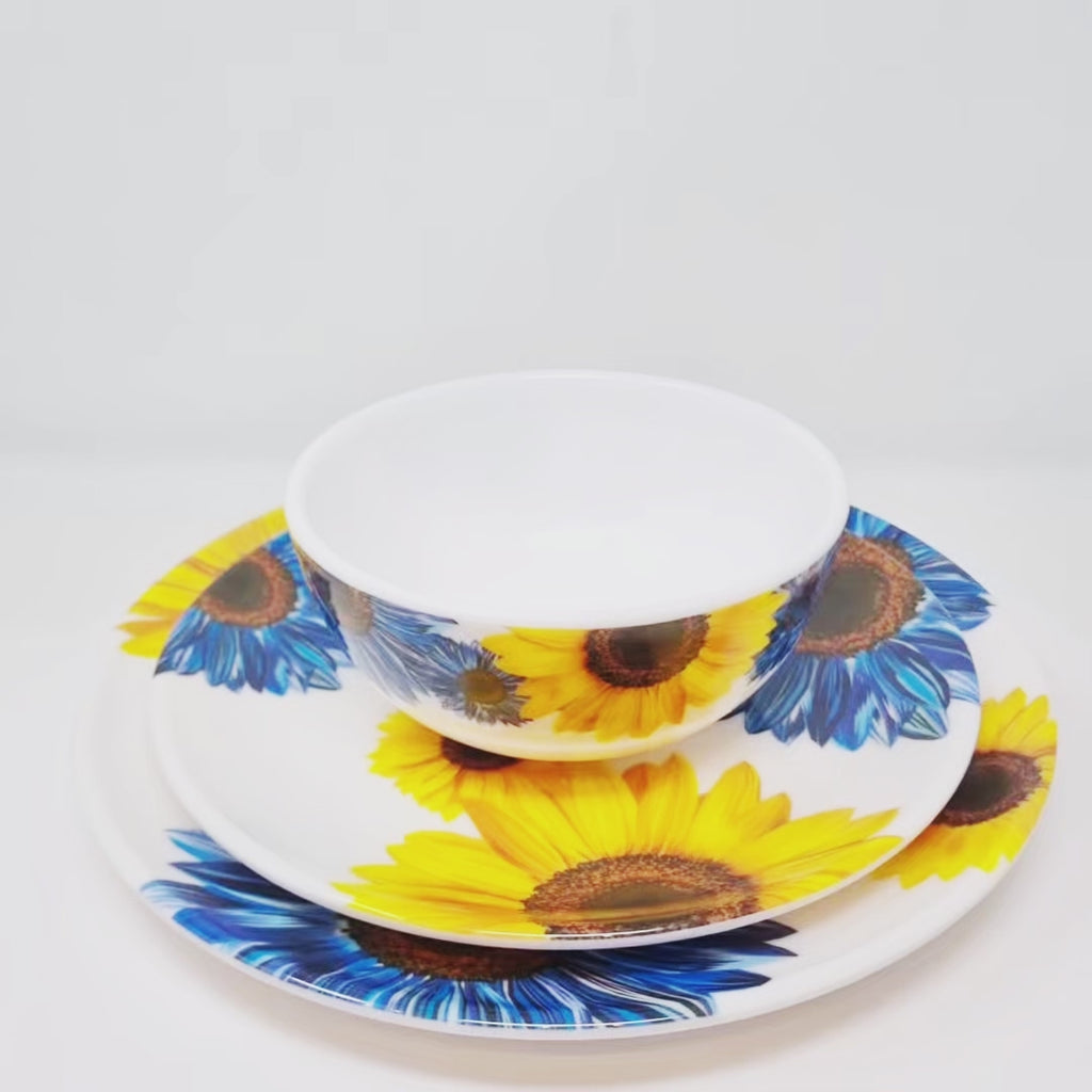 Blue Sunflower Melamine Hostess Set, 20-Piece (Service for 4)