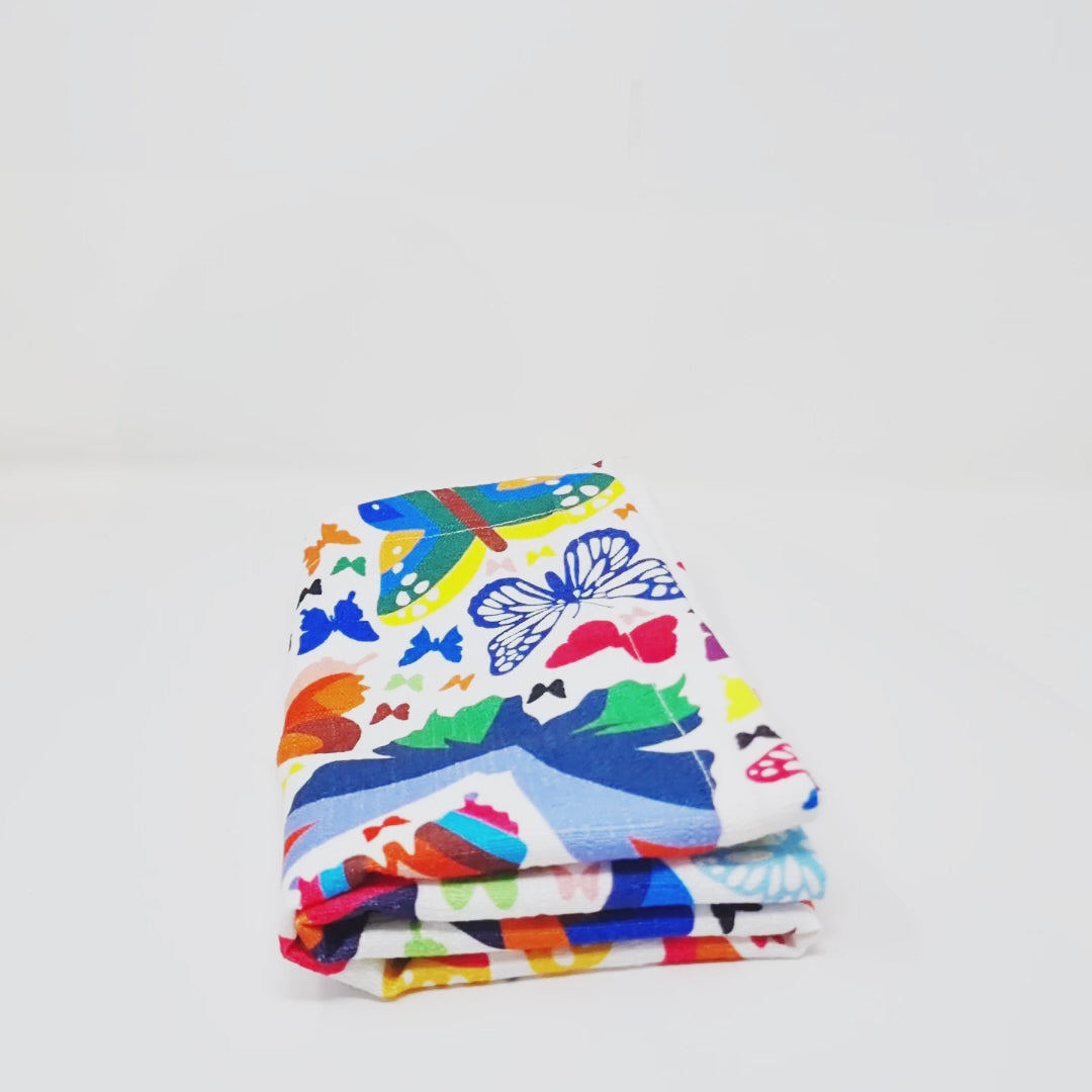 Multicolor Butterflies Faux Linen Napkins, Set of 4
