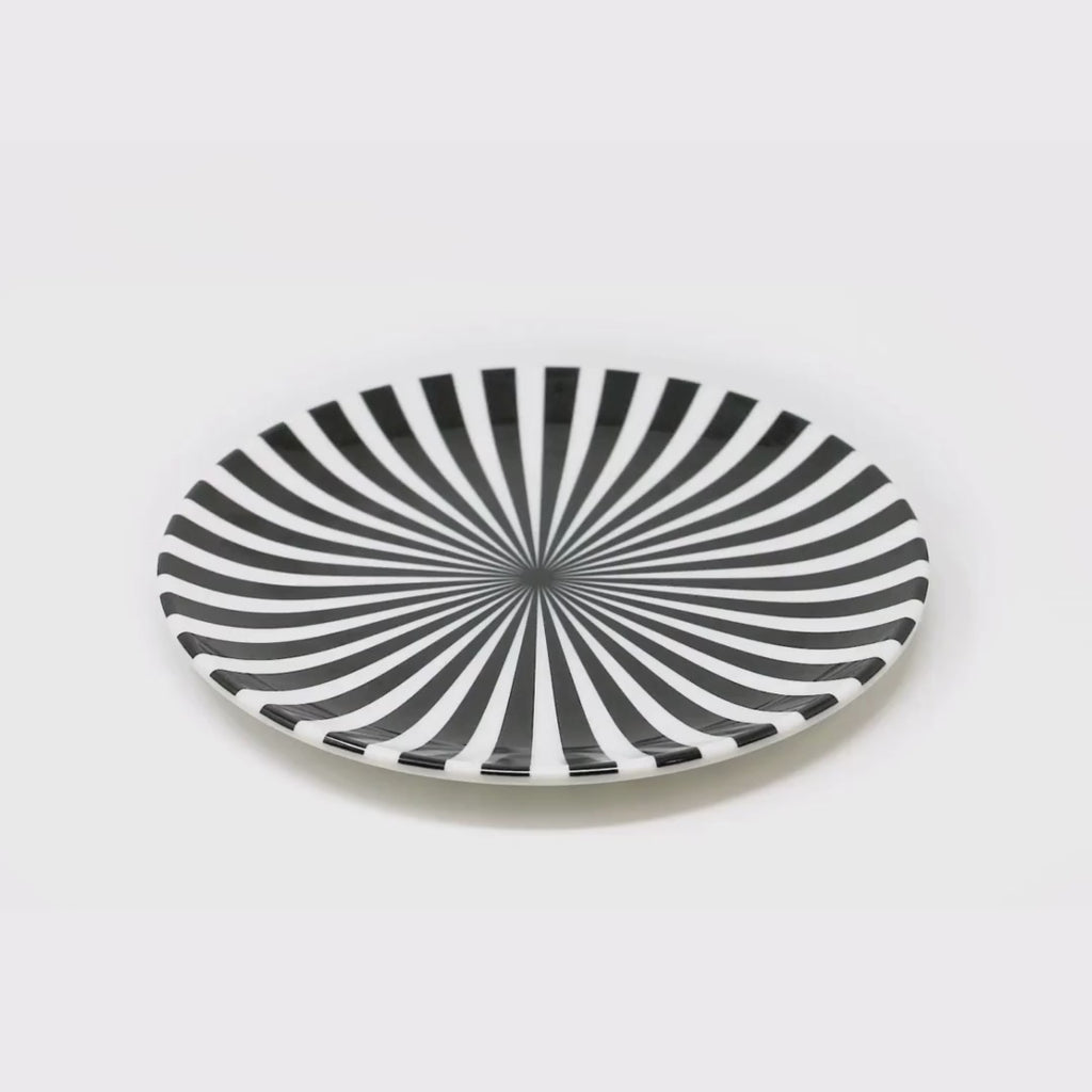 Black & White Starburst Melamine Salad Plates, Set of 4
