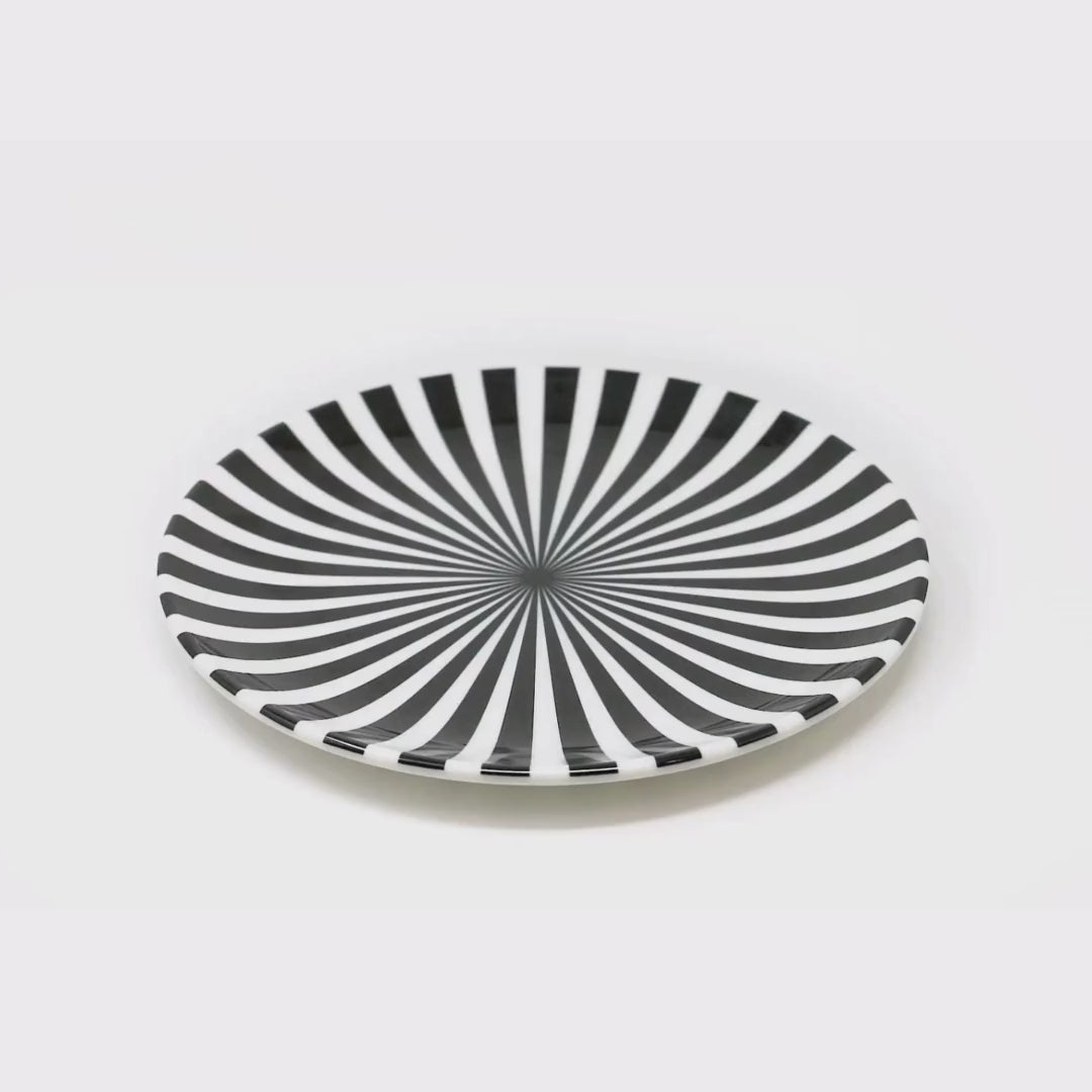 Black & White Starburst Melamine Salad Plates, Set of 4
