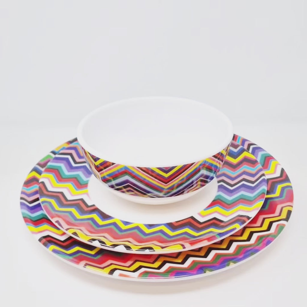 Multicolor Zigzag Melamine Starter Set, 12-Piece (Service for 4)