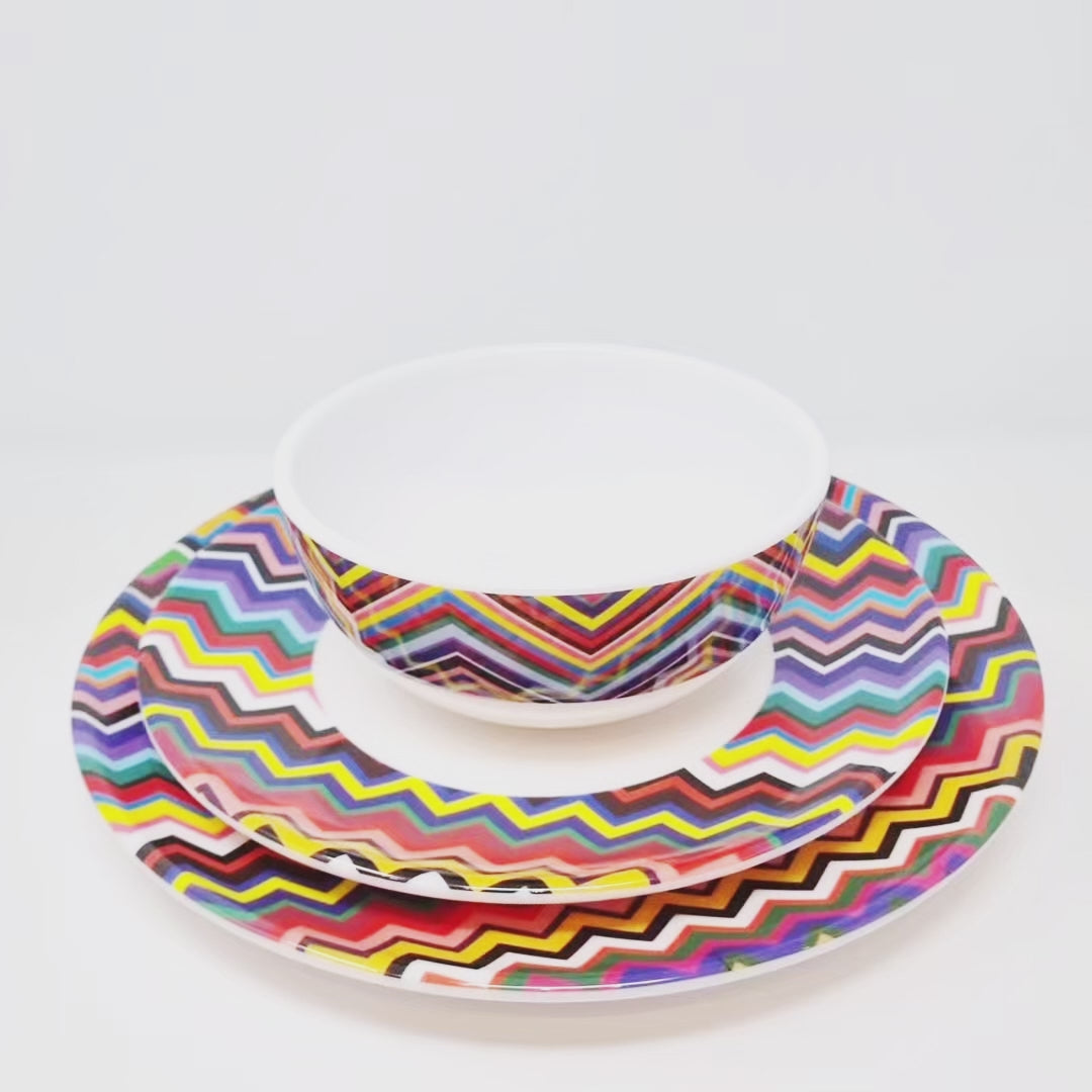 Multicolor Zigzag Melamine Starter Set, 12-Piece (Service for 4)
