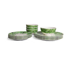 Pura Vida Starter Set, 12 piece melamine dinnerware setting with four dinner plates, four salad plates and four bowls