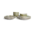 Cream Floral Garden Starter Set, 12 piece melamine dinnerware setting with four dinner plates, four salad plates and four bowls