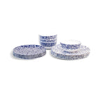 Navy Squiggly Starter Set, 12 piece melamine dinnerware setting with four dinner plates, four salad plates and four bowls
