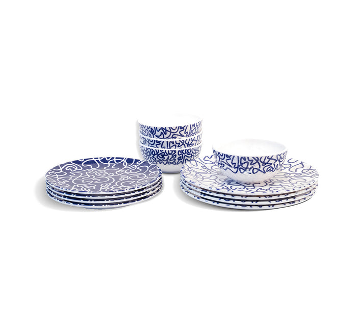 Navy Squiggly Melamine Starter Set, 12-Piece (Service for 4)