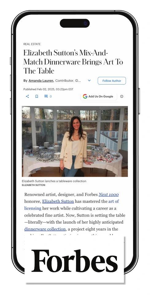 Forbes feature on Elizabeth Sutton dinnerware