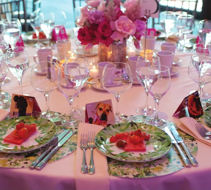 Gala table set with Elizabeth Sutton melamine dinnerware