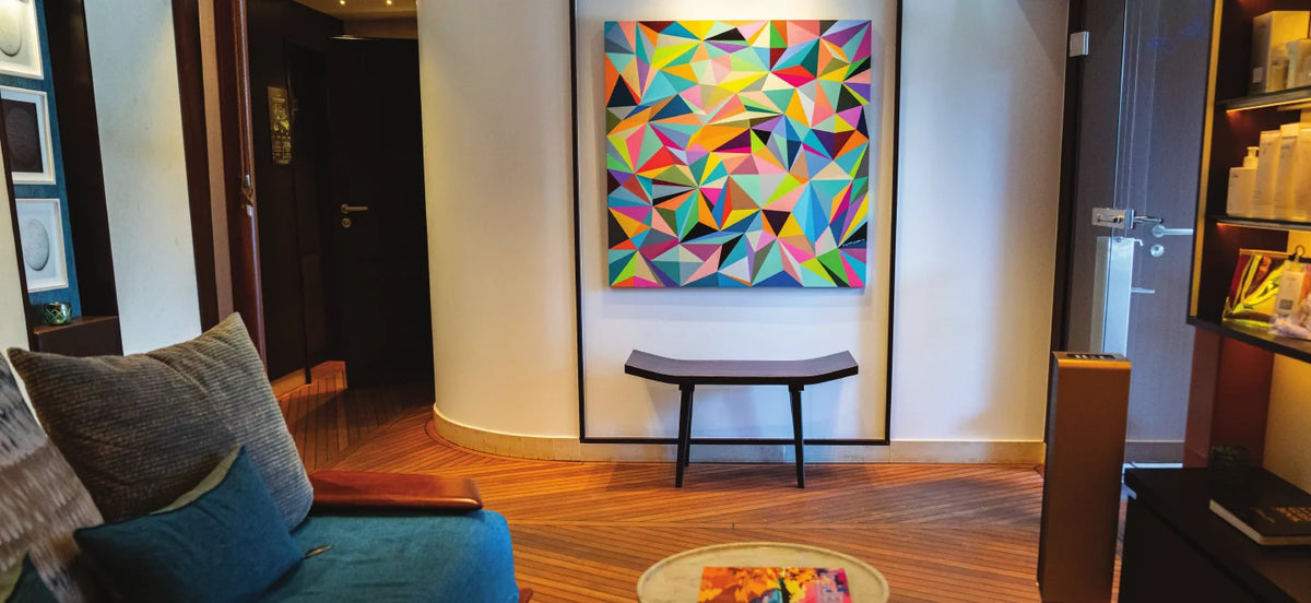 Eden Rock St Barths interior with a framed Elizabeth Sutton painting