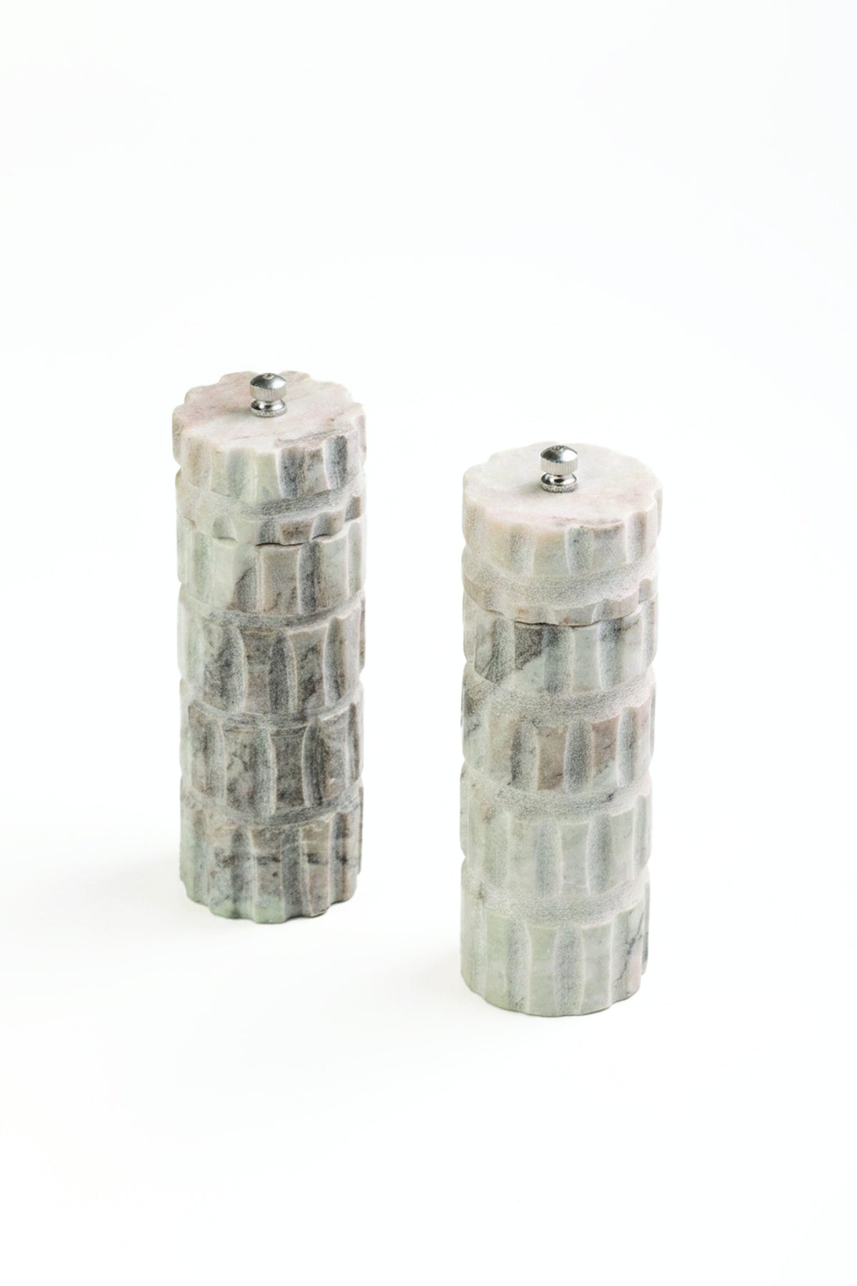 Beatrix Carved Marble Salt and Pepper Mills