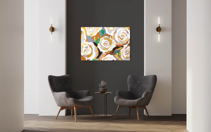 Print Neutral Golden Roses