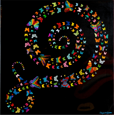 Butterfly Swirl Multi (black background)