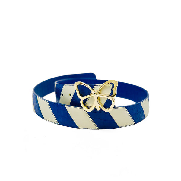 The Chevron Reversible Leather Belt is Composed of Individually Hand Cut Pieces of Leather. Elizabeth Sutton Collection Leather Belt.