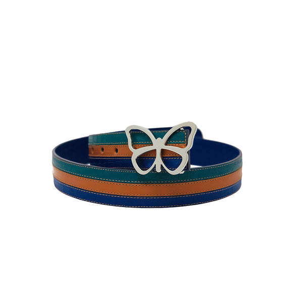 The Triple Stripe Reversible Leather Belt is The Perfect Blend of Tones. They Create a Harmonious Design. Elizabeth Sutton Collection.