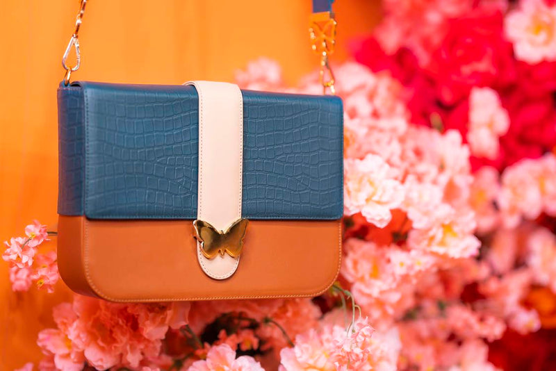 Leather Bag Multicolor Cognac, Forest, Beige