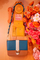 Leather Bag Multicolor Cognac, Forest, Beige