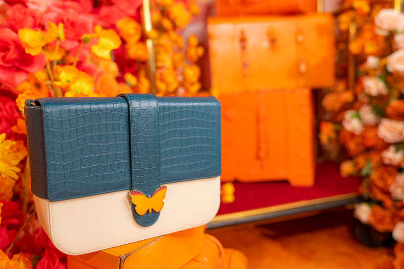 Leather Bag Multicolor Cream & Forest