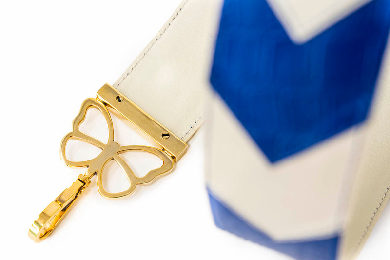 Bag Strap Chevron Blue Cream