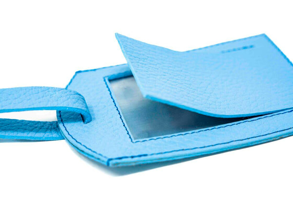 Luggage Tag Light Blue, Blue, And White