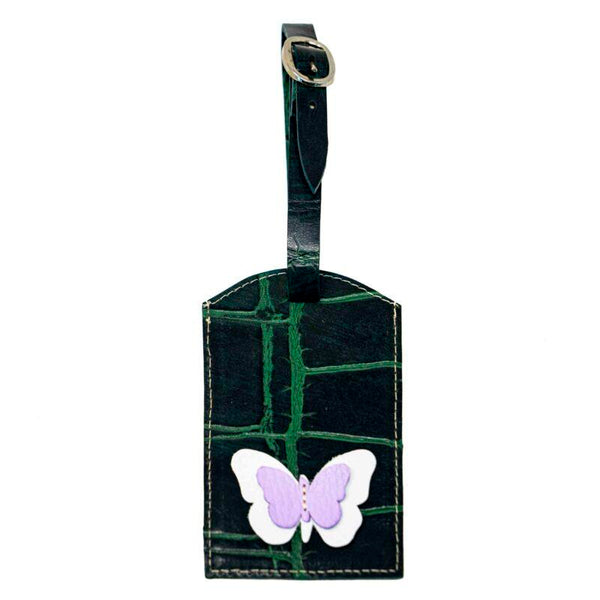 Luggage Tag Emerald, White, and Lavender Classic