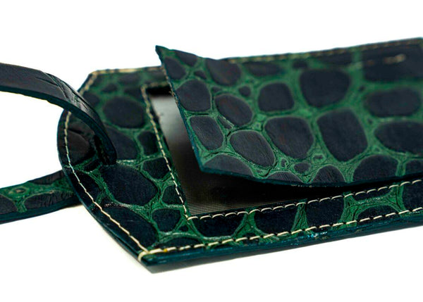 Luggage Tag Emerald, White, and Lavender Classic