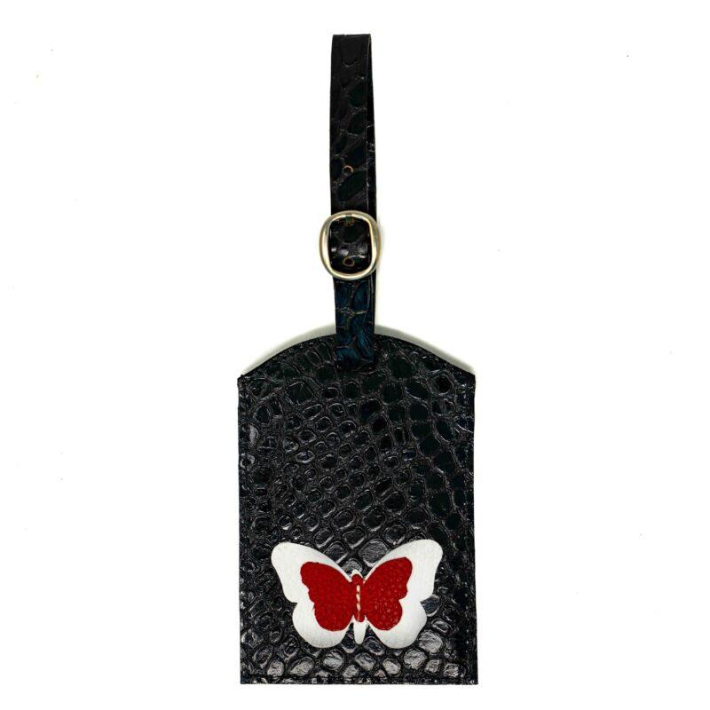 Luggage Tag Black, White and Red Classic