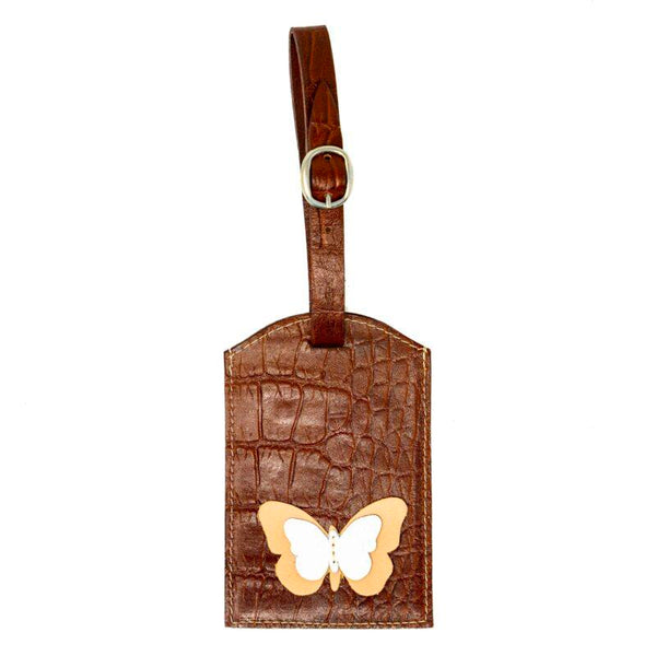 Luggage Tag Brown, Cream and White Classic