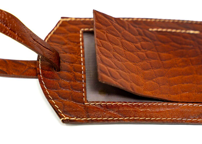 Luggage Tag Brown, Cream and White Classic