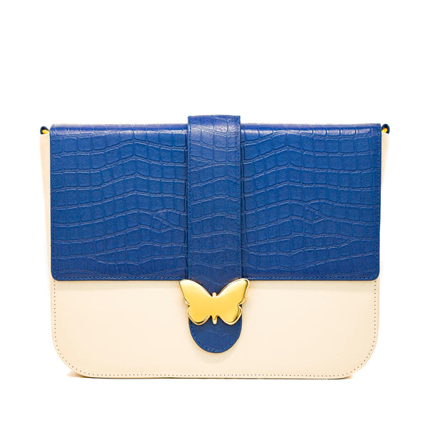 Leather Bag Multicolor Cream & Navy
