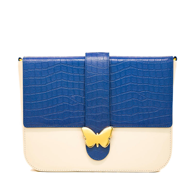 Leather Bag Multicolor Cream & Navy