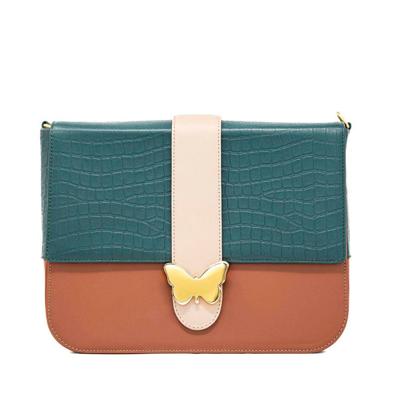 Leather Bag Multicolor Cognac, Forest, Beige