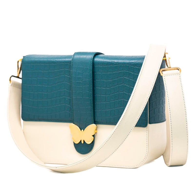 Leather Bag Multicolor Cream & Forest