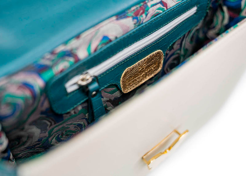 Leather Bag Multicolor Cream & Forest