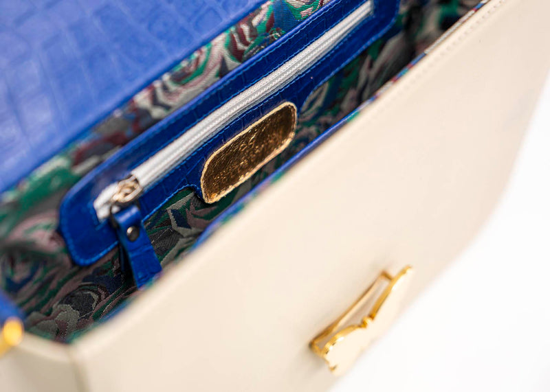 Leather Bag Multicolor Cream & Navy