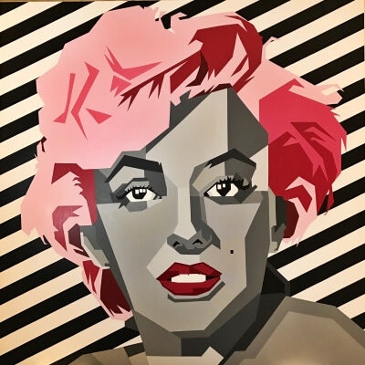 Marilyn Monroe (Pink Hair, B&W Stripe)