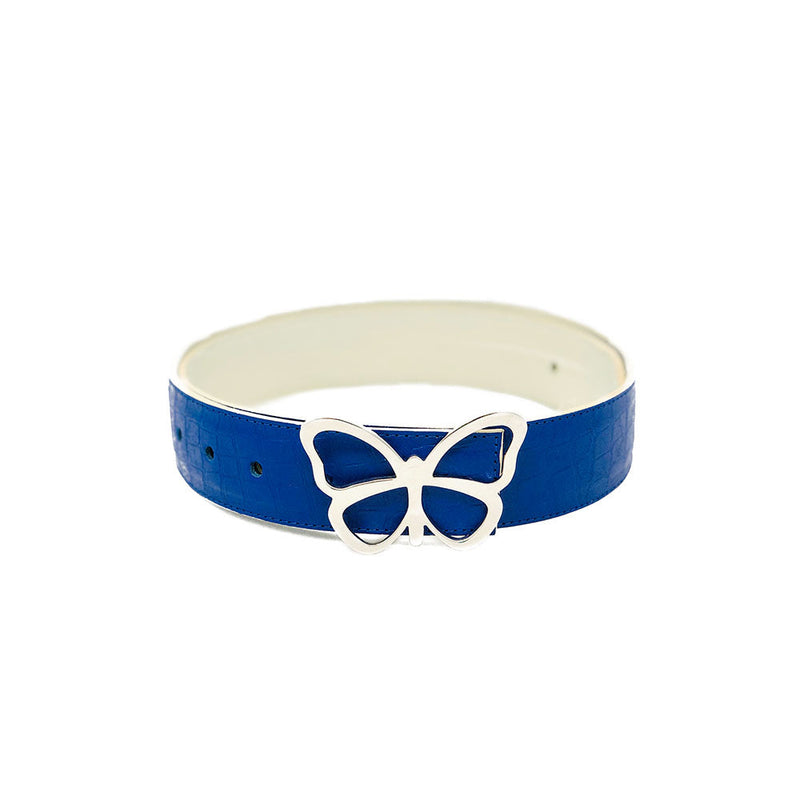 Leather Belt Cream & Navy Reversible
