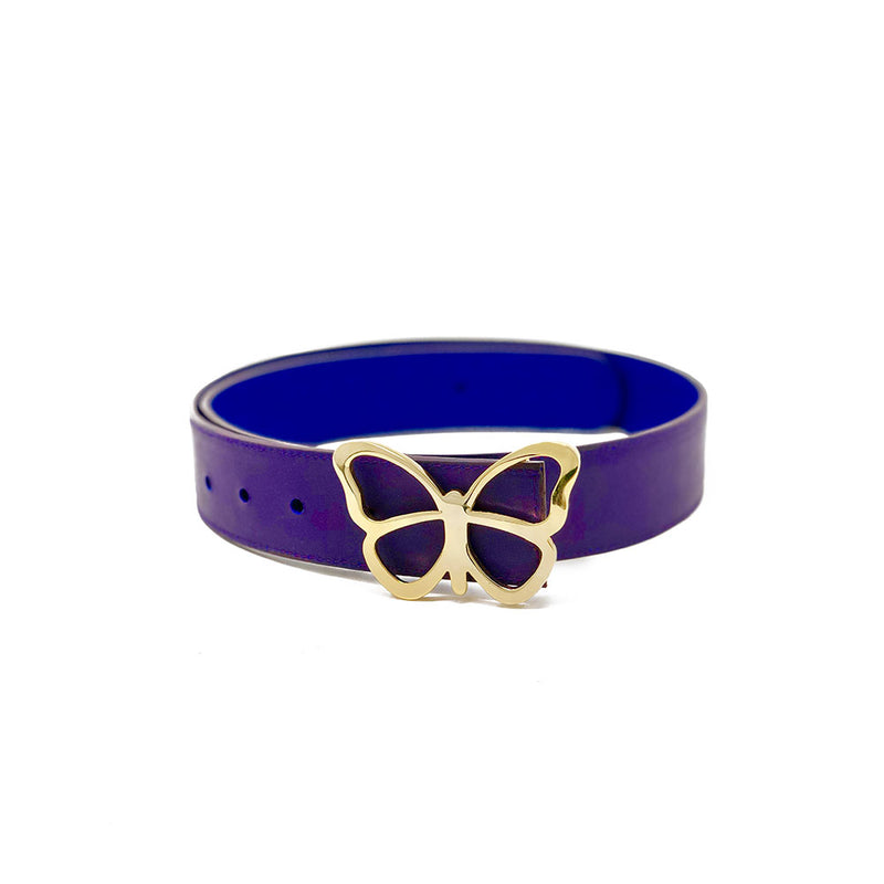 Leather Belt Navy & Plum Reversible