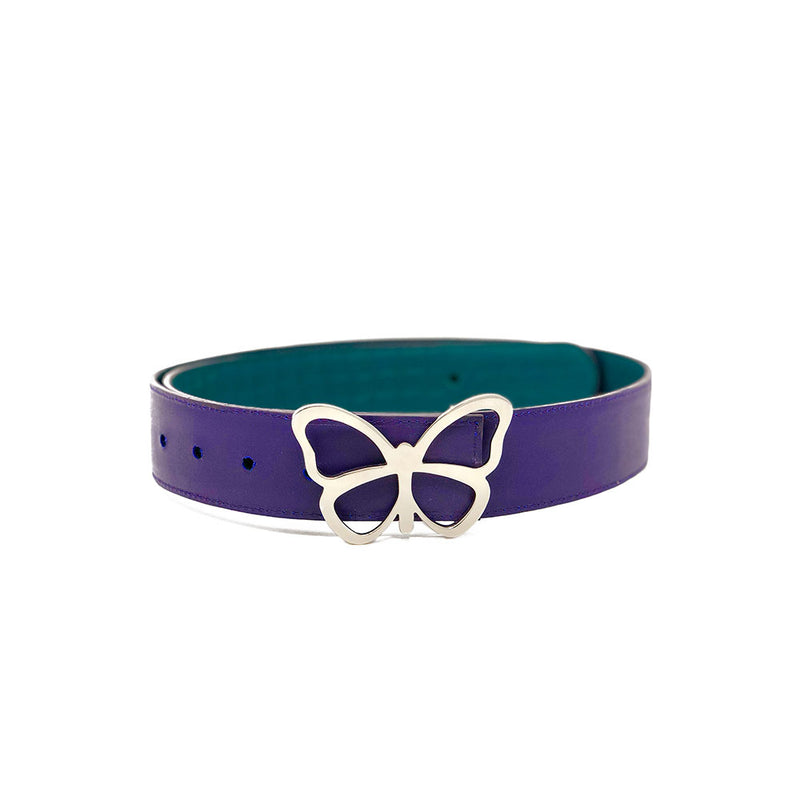 Leather Belt Forest & Plum Reversible