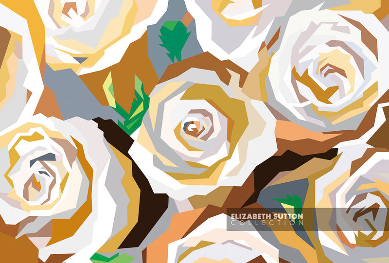Print Neutral Golden Roses