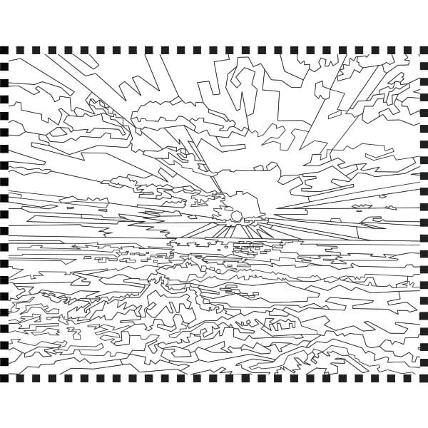 Sunset Coloring Book. These Are The Outlines of Some of the Elizabeth's Most Famous Artworks Made Into Coloring Book.