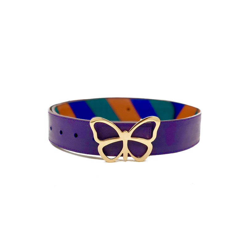 Leather Belt 3 Colorway Chevron Reversible