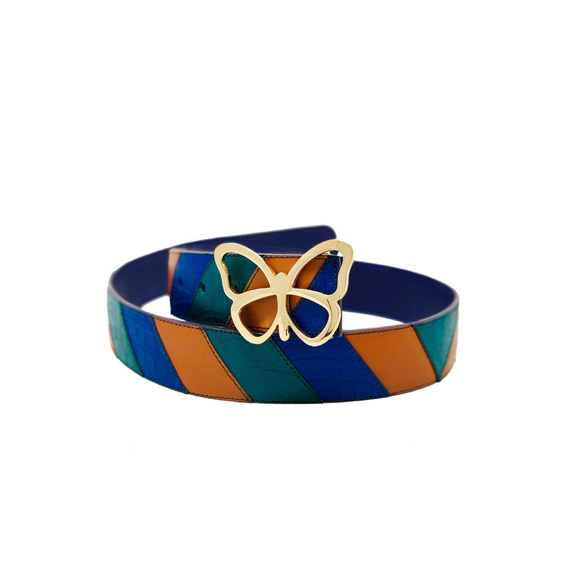 The Chevron Reversible Leather Belt is Composed of Individually Hand Cut Pieces of Leather. Elizabeth Sutton Collection.The Chevron Reversible Leather Belt is Composed of Individually Hand Cut Pieces of Leather. Elizabeth Sutton Collection.