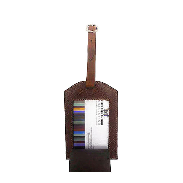 Luggage Tag Brown Croc Embossed Men’s