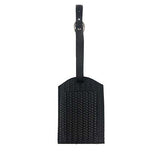 Beautiful Luggage Tag for Men. Black Weave. Finest Quality Italian Leather, Luggage Tag Handmade in Mexico City. Elizabeth Sutton.