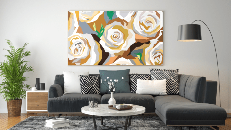 Print Neutral Golden Roses
