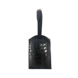Beautiful Luggage Tag for Men. Black Croc Embossed. Finest Quality Italian Leather, Luggage Tag Handmade in Mexico City. Elizabeth Sutton.